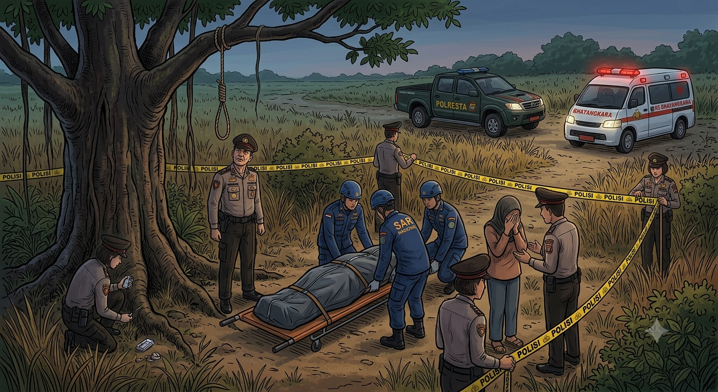Pegawai Kemenag Mamuju Ditemukan Meninggal Tergantung di Pohon, Polisi Lakukan Olah TKP